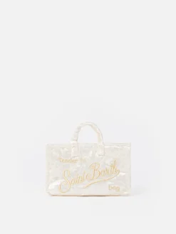 Weiße Telefontasche aus Chenille mit Saint Barth-Logostickerei
