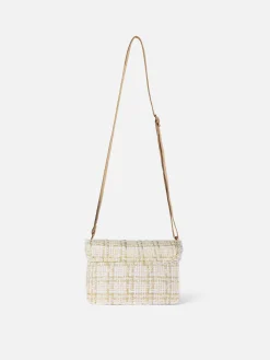 Weiße Tweed-Umhängetasche Tita mit Saint Barth-Stickerei
