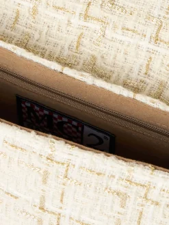 Weiße Tweed-Umhängetasche Tita mit Saint Barth-Stickerei