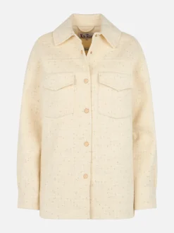 Weiße Woll-Tweedjacke für Damen von Chantel mit Pailletten