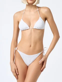 Weißer Crinkle-Triangel-Bikini für Damen Leah Marielle