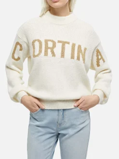 Weißer Damenpullover Danya mit Cortina-Aufdruck