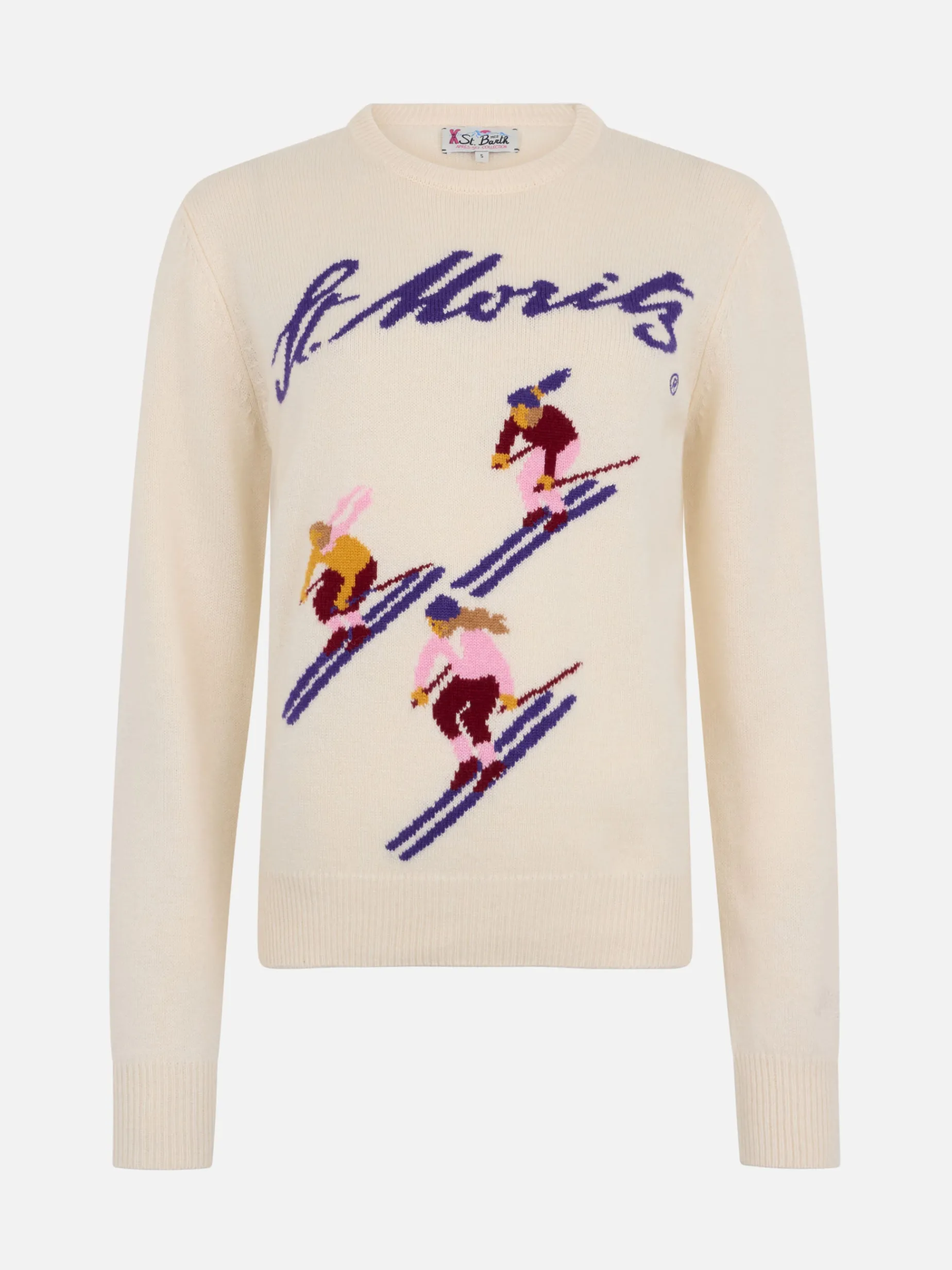 Weißer Damenpullover New Queen Jacquard-Print St. Moriz Ski Girls | ST. MORITZ TOP OF THE WORLD SPECIAL EDITION