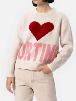 Weißer Fair-Isle-Pullover Kyla für Damen mit Cortina-Print