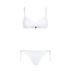 Weißer, gerippter Bralette-Bikini