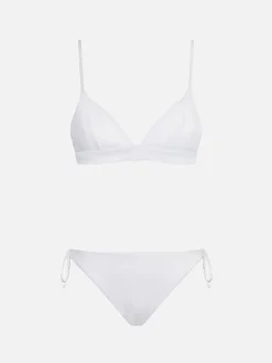Weißer, gerippter Triangel-Bikini