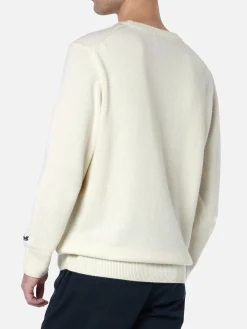 Weißer Herrenpullover Heron mit Logo-Jacquard-Print Vacanze di Natale | VACANZE DI NATALE SONDERAUSGABE
