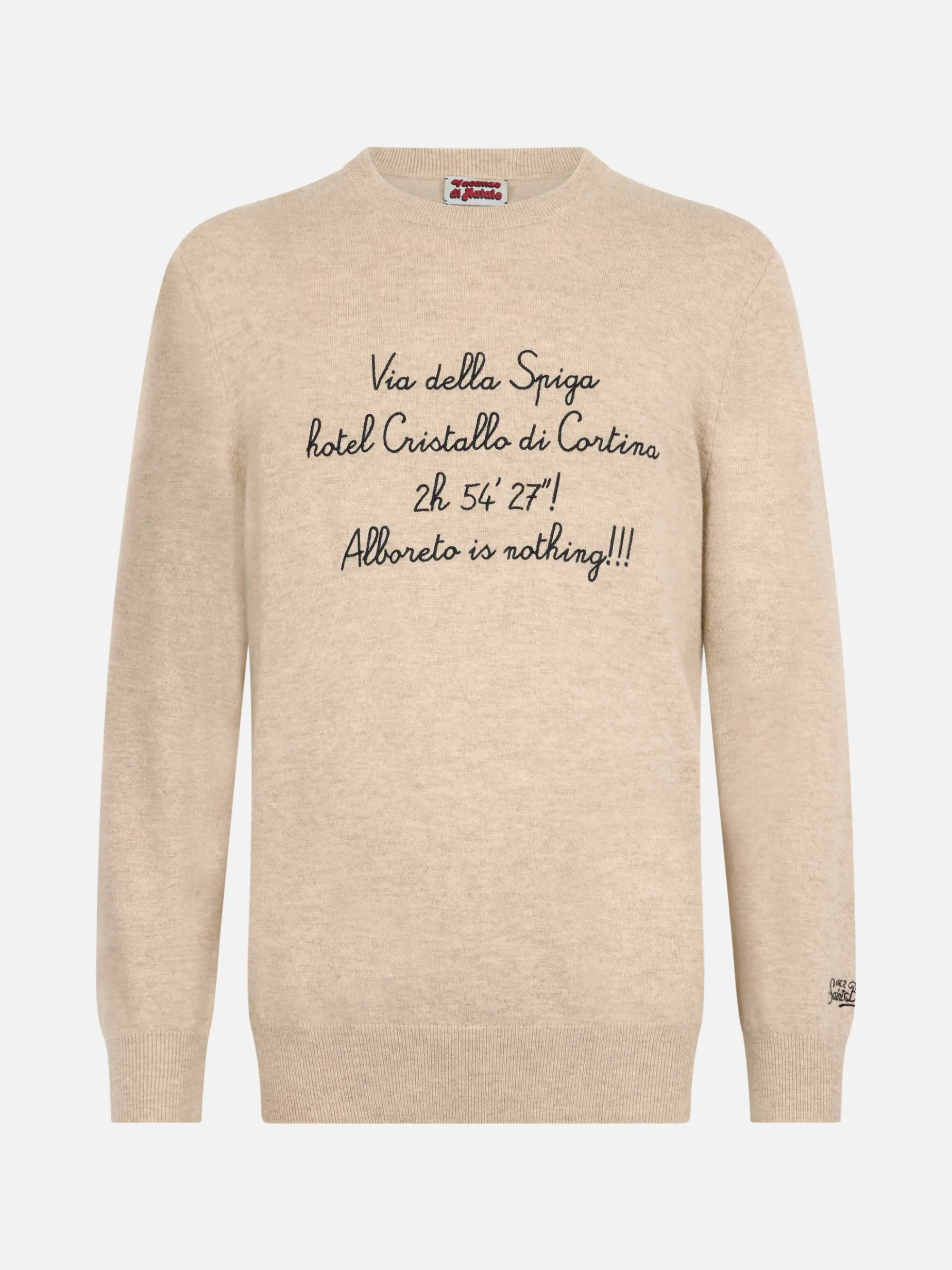 Weißer Herrenpullover Heron Light mit Via della Spiga...-Stickerei | VACANZE DI NATALE SONDERAUSGABE