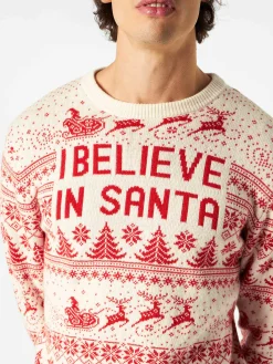 Weißer Herrenpullover mit Weihnachtsdruck