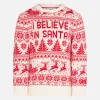 Weißer Jungenpullover mit Rundhalsausschnitt und Weihnachtsmuster