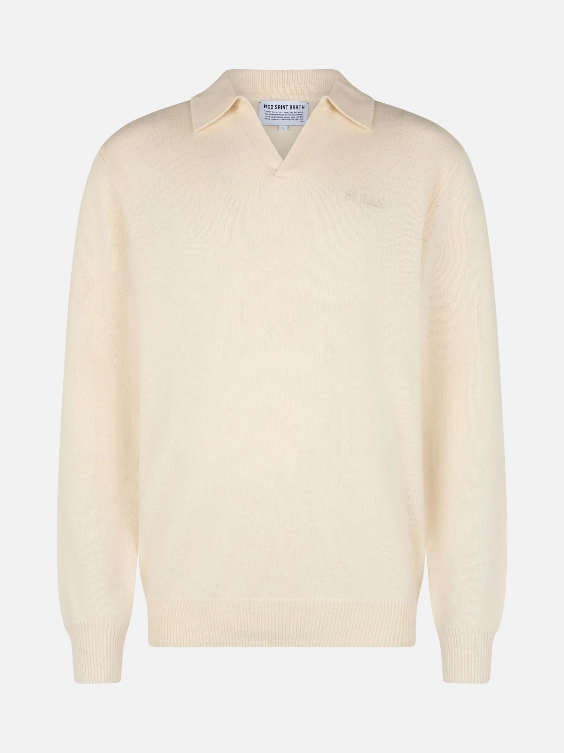 Weißer Kaschmir-Pullover mit Polokragen Covent für Herren