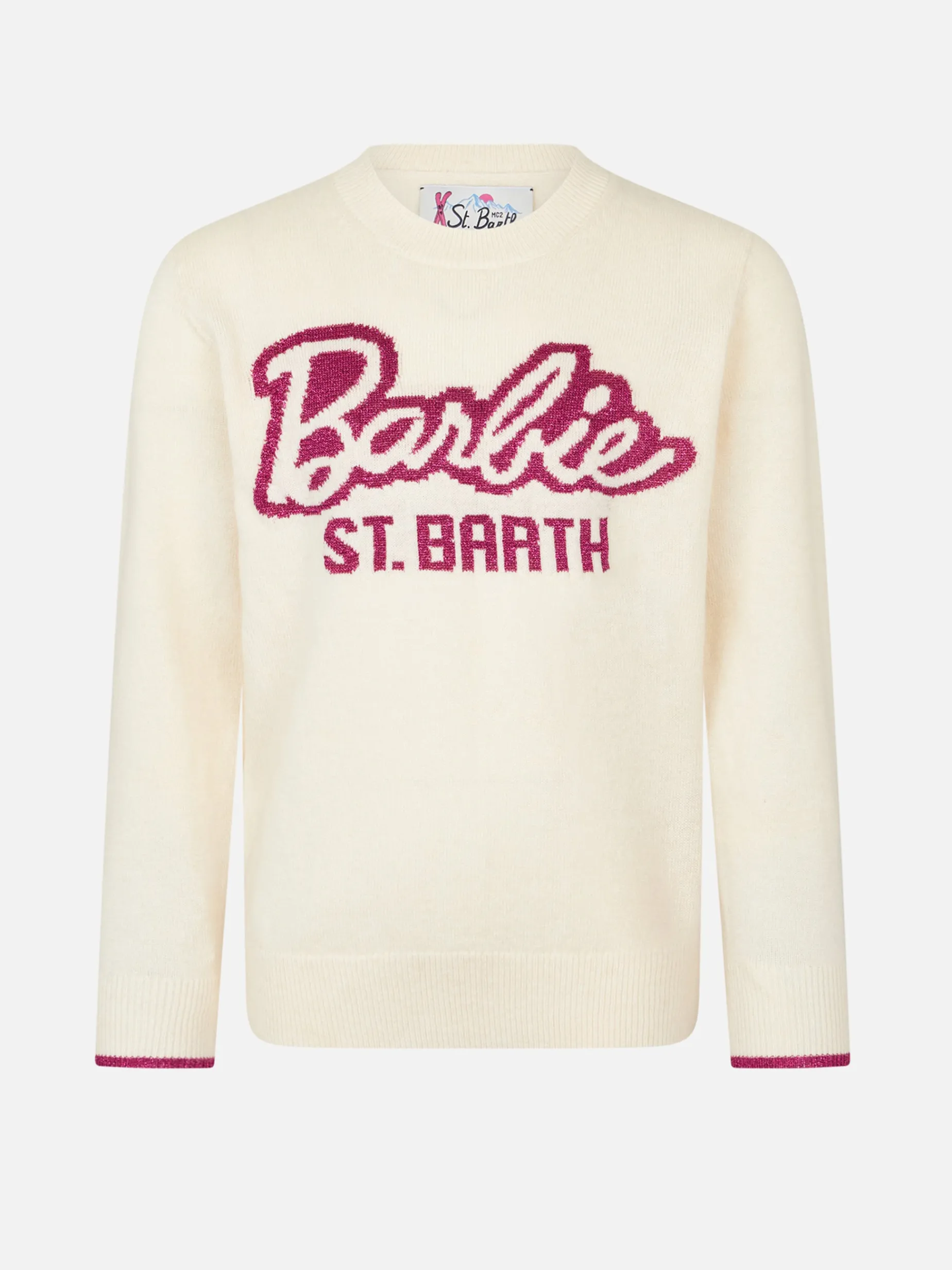 Weißer Pullover für Mädchen mit Rundhalsausschnitt und Barbie-Aufdruck | BARBIE-SONDEREDITION