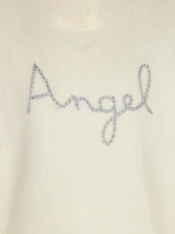 Weißer Pullover für Mädchen mit Engelsflügel-Stickerei