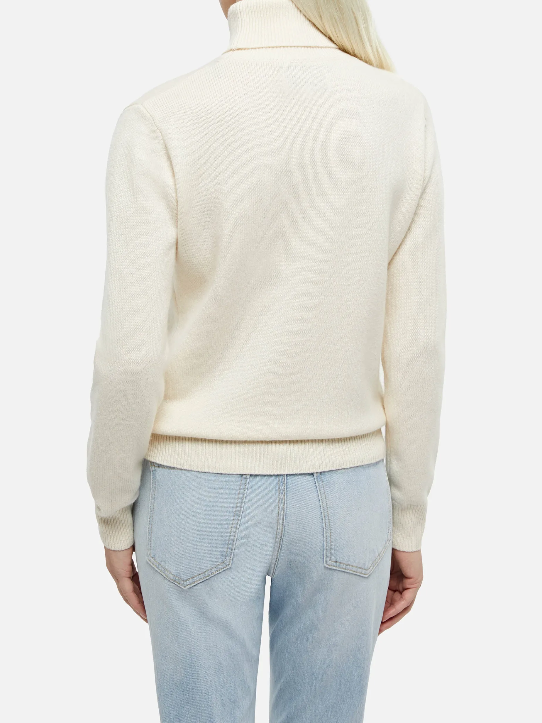 Weißer Rollkragenpullover für Damen Moody