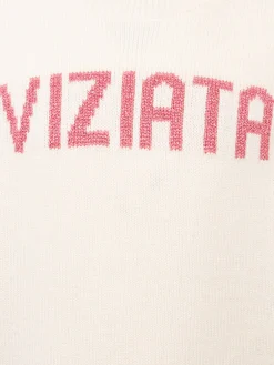 Weißer Rundhalspullover für Mädchen „Princess“ mit Viziata-Lurex-Print