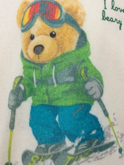 Weißer Rundhalspullover für Jungen „Douglas“ mit „Beary Much“-Stickerei