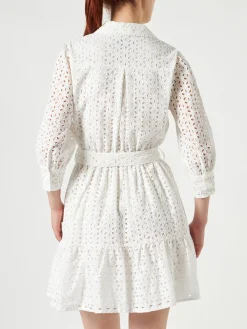 Weißes Baumwoll-Kurzkleid Daisi mit Stickereien