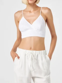 Weißes Bralette-Oberteil aus Leinen