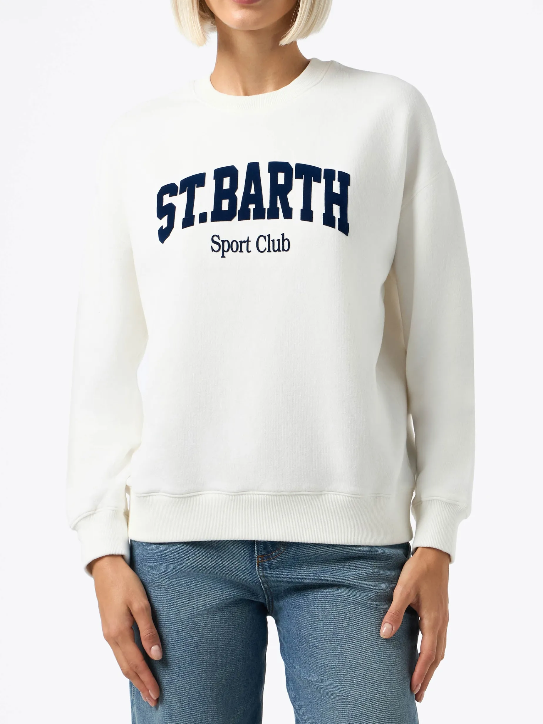 Weißes Damen-Sweatshirt aus Fleece-Baumwolle Stardust