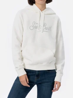 Weißes Damen-Sweatshirt Virginia mit Strasssteinen