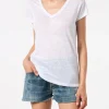 Weißes Damen-T-Shirt aus Leinen