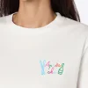 Weißes Damen-T-Shirt Emilie aus schwerer Baumwolle mit Apres-Ski-Regenbogenstickerei
