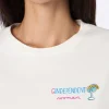 Weißes Damen-T-Shirt Emilie aus schwerer Baumwolle mit Gindependent-Frauenstickerei
