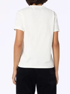 Weißes Damen-T-Shirt Emilie aus schwerer Baumwolle mit Gatta delle nevi-Stickerei | INSULTI LUMINOSI SONDEREDITION