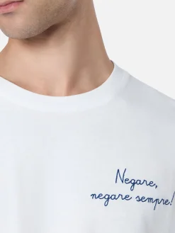 Weißes Herren-T-Shirt Luton mit Vacanze Negare-Stickerei | VACANZE DI NATALE SONDERAUSGABE