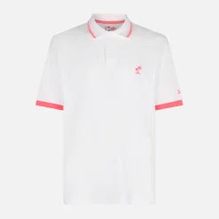 Weißes Piquet-Polo mit Palmenstickerei