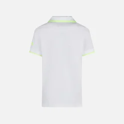 Weißes Piquet-Poloshirt für Jungen mit neongelbem St. Barth-Logo