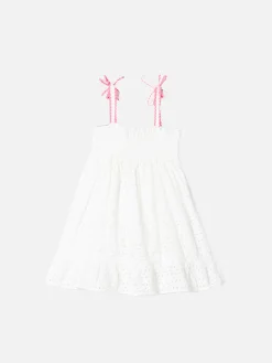 Weißes Sangallo-Kleid für Mädchen