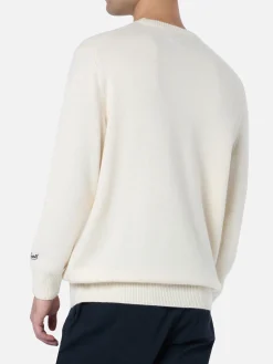 Weisser Herrenpullover Heron mit Jacquard-Print St. Moritz Ski | ST. MORITZ TOP OF THE WORLD SPECIAL EDITION