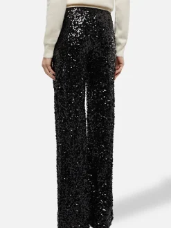 Weite Damenhose Lucette mit schwarzen Pailletten