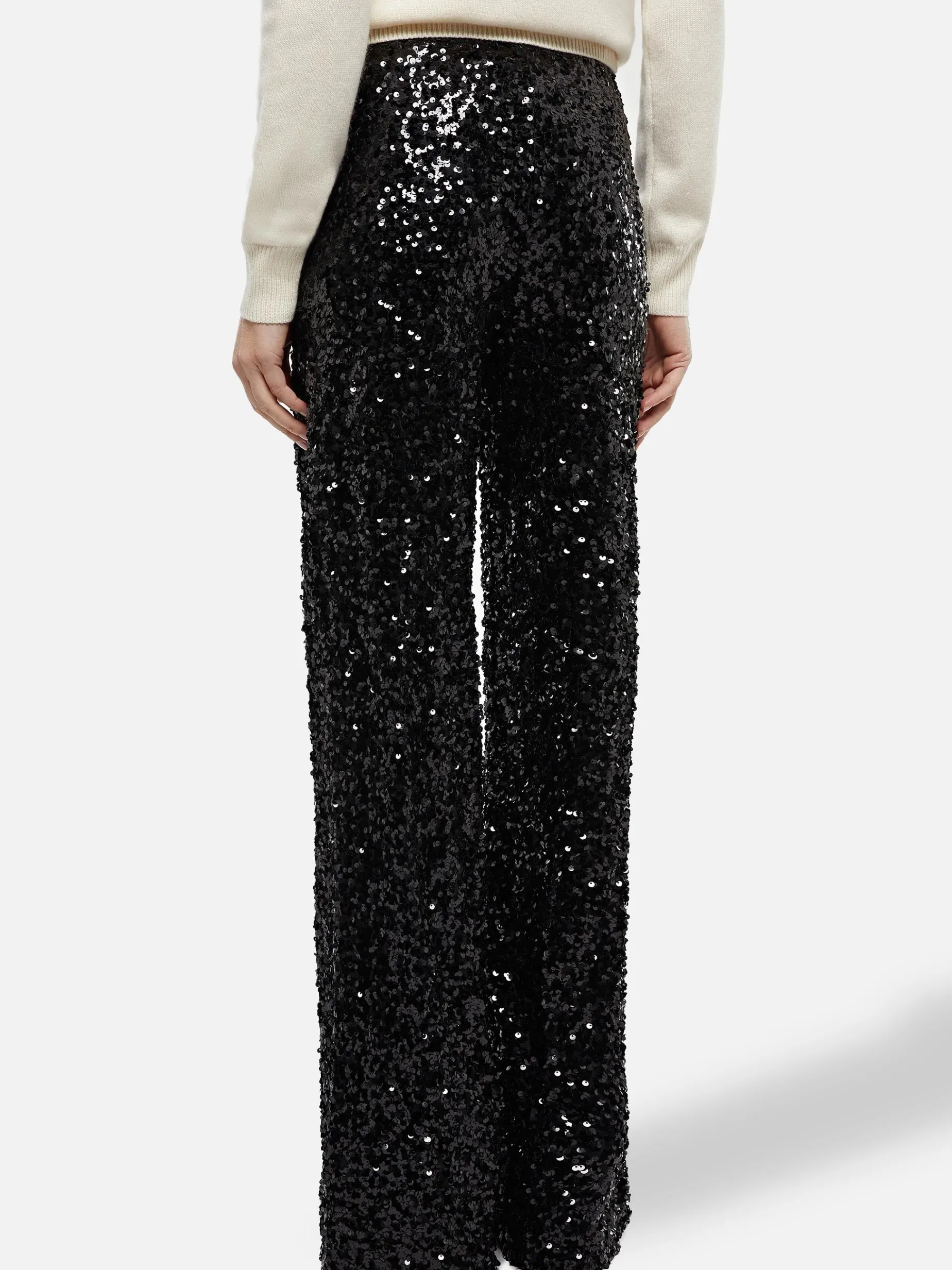 Weite Damenhose Lucette mit schwarzen Pailletten