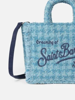 Wollhandtasche Mini Vanity mit hellblauem Tweedmuster