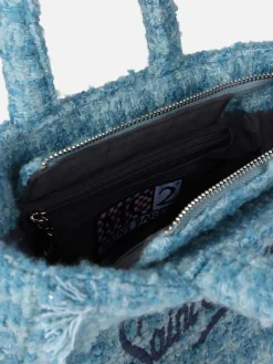 Wollhandtasche Mini Vanity mit hellblauem Tweedmuster