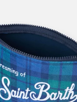Wollige Pochette Aline mit blauem Schottenkaro-Print